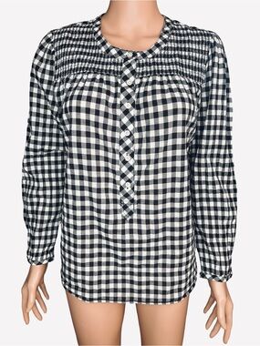 J. Crew Gingham Button-Down Shirt – Black White Medium